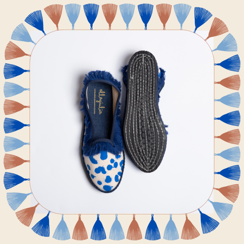 Allagiulia -Capsule Santorini- Friù Venezia Frangia CANVAS TIGROTTO BLUETTE Vendita Economica