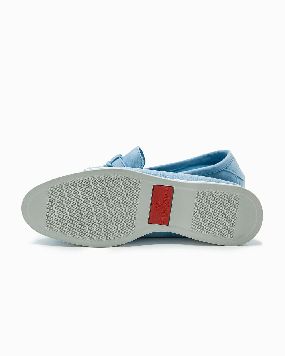 Andrea ventura Mocassino senza lacci con charms color argento Aq-D BEACH-CHARMS1 in suede color azzurro Fino al 50% di sconto