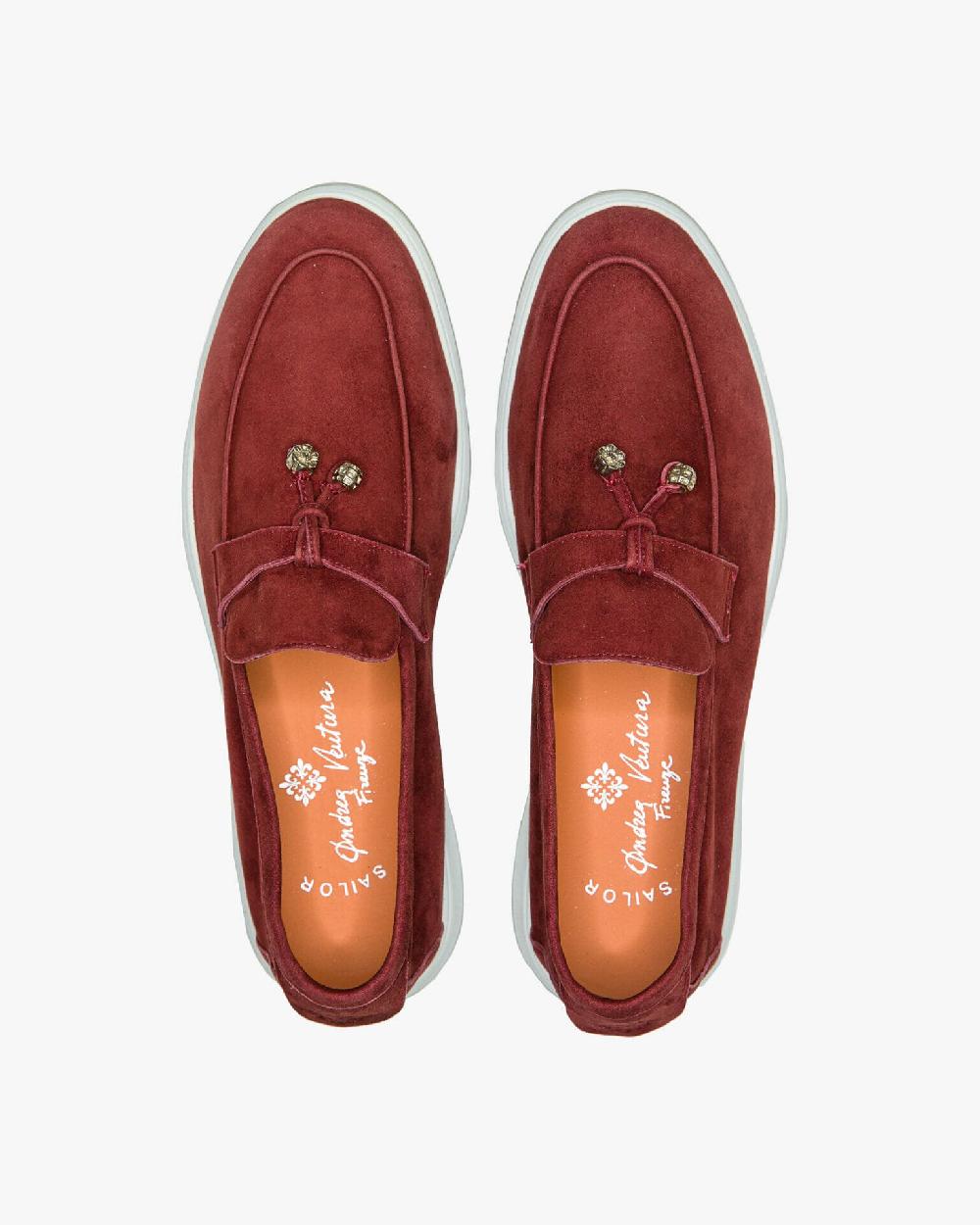 Andrea ventura Mocassino senza lacci con charms color argento Aq-D BEACH-CHARMS1 in suede color mattone Fino al 60% di sconto