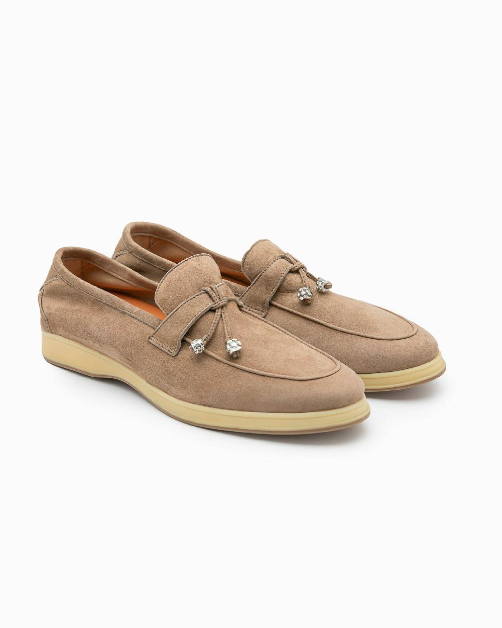 Andrea ventura Mocassino senza lacci con charms color argento Aq-D BEACH-CHARMS1 in suede color park avenue Only for today