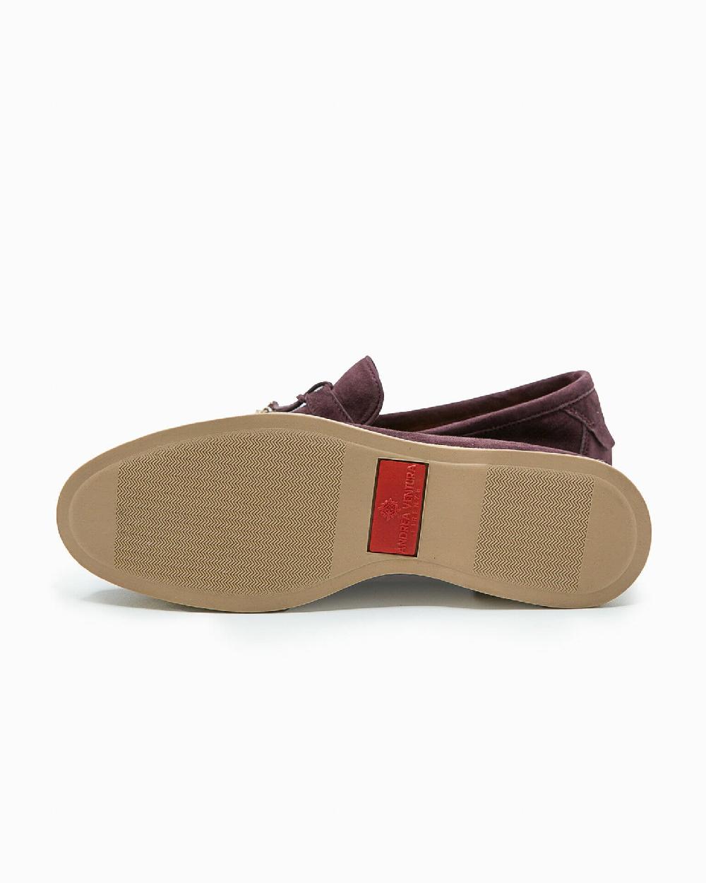 Andrea ventura Mocassino senza lacci con charms color oro Aq-D BEACH-CHARMS2 in suede color aubergine Offerta speciale della fabbrica